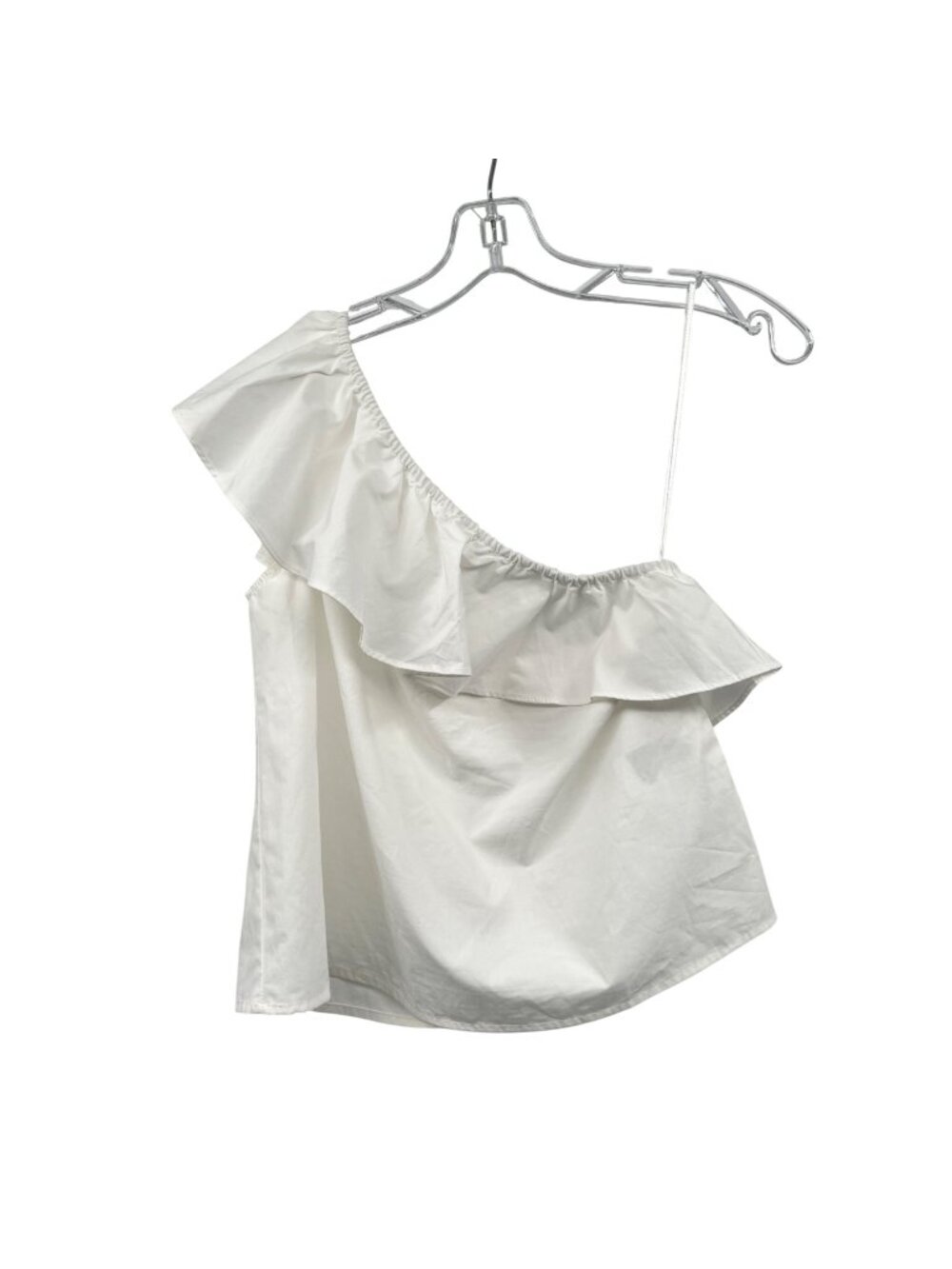 Banana Republic One Shoulder Crop Top Ruffle White Sheer Size XS
